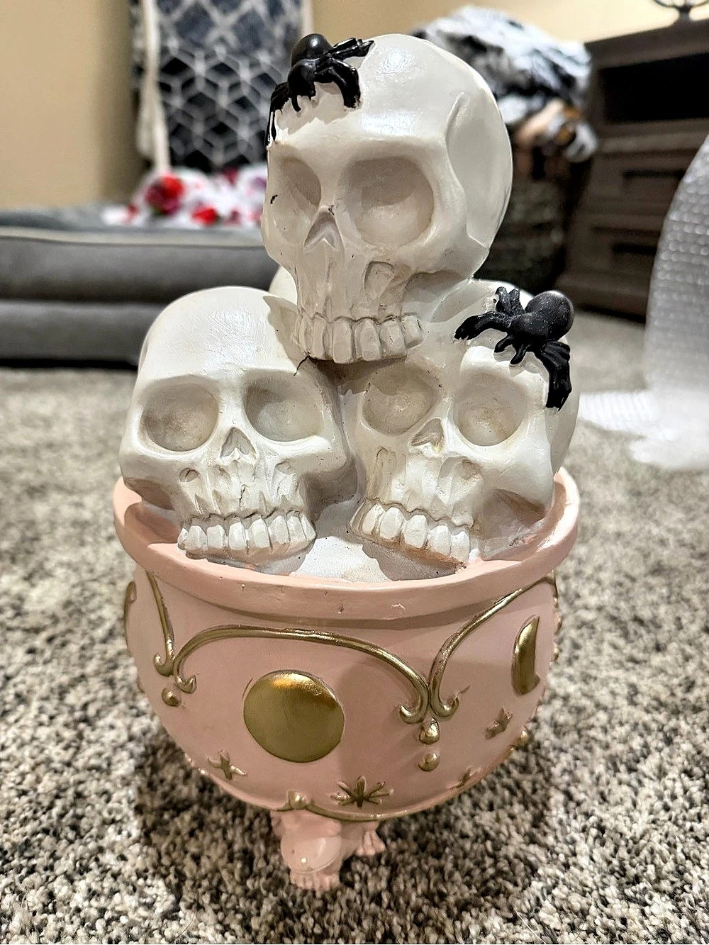 Pink & White Skull Halloween Decor